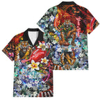 Personalized Richmond Football Tigers Family Matching Off The Shoulder Long Sleeve Dress and Hawaiian Shirt Tropical Hibiscus Flowers - Pacific Fusion Style