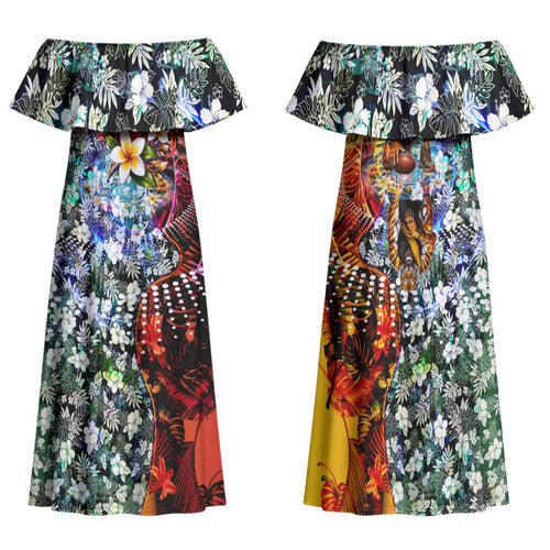 Personalized Richmond Football Tigers Family Matching Off Shoulder Maxi Dress and Hawaiian Shirt Tropical Hibiscus Flowers - Pacific Fusion Style