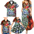 Personalized Richmond Football Tigers Family Matching Summer Maxi Dress and Hawaiian Shirt Tropical Hibiscus Flowers - Pacific Fusion Style