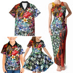 Personalized Richmond Football Tigers Family Matching Tank Maxi Dress and Hawaiian Shirt Tropical Hibiscus Flowers - Pacific Fusion Style