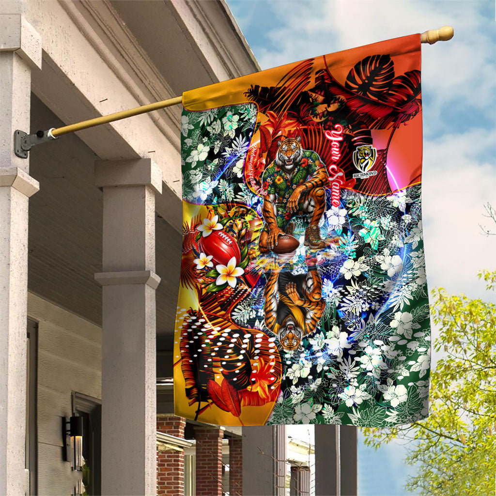 Personalized Richmond Football Tigers Garden Flag Tropical Hibiscus Flowers - Pacific Fusion Style