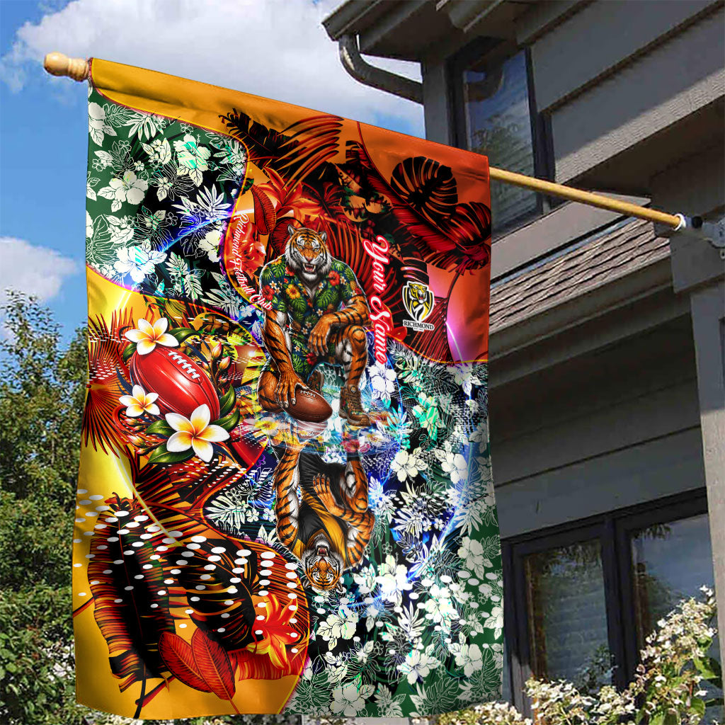 Personalized Richmond Football Tigers Garden Flag Tropical Hibiscus Flowers - Pacific Fusion Style