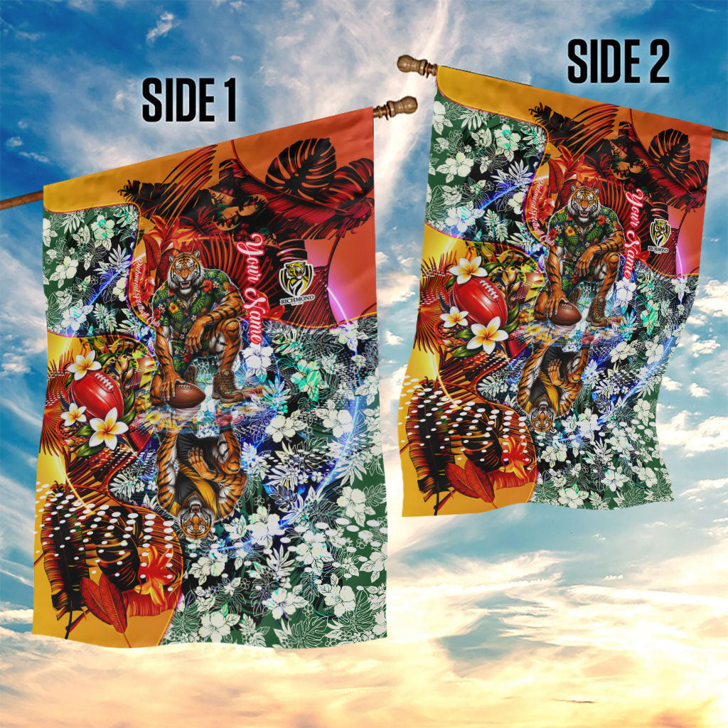 Personalized Richmond Football Tigers Garden Flag Tropical Hibiscus Flowers - Pacific Fusion Style
