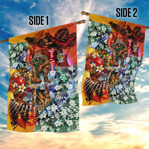 Personalized Richmond Football Tigers Garden Flag Tropical Hibiscus Flowers - Pacific Fusion Style