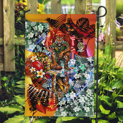 Personalized Richmond Football Tigers Garden Flag Tropical Hibiscus Flowers - Pacific Fusion Style