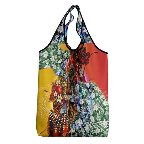 Personalized Richmond Football Tigers Grocery Bag Tropical Hibiscus Flowers - Pacific Fusion Style