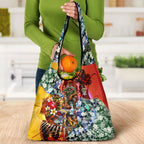 Personalized Richmond Football Tigers Grocery Bag Tropical Hibiscus Flowers - Pacific Fusion Style