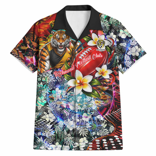 Personalized Richmond Football Tigers Hawaiian Shirt Tropical Hibiscus Flowers - Pacific Fusion Style
