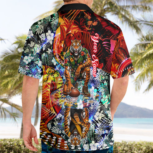 Personalized Richmond Football Tigers Hawaiian Shirt Tropical Hibiscus Flowers - Pacific Fusion Style