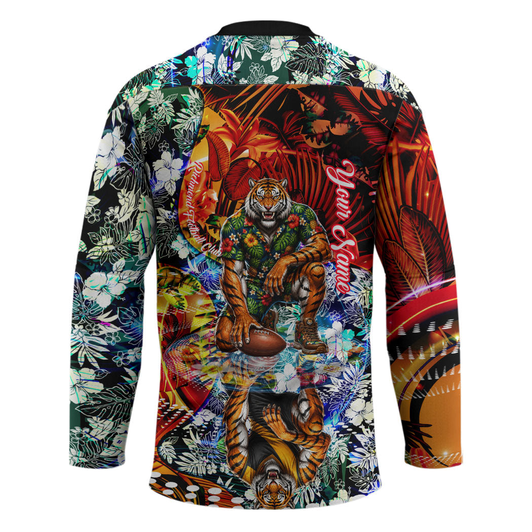 Personalized Richmond Football Tigers Hockey Jersey Tropical Hibiscus Flowers - Pacific Fusion Style