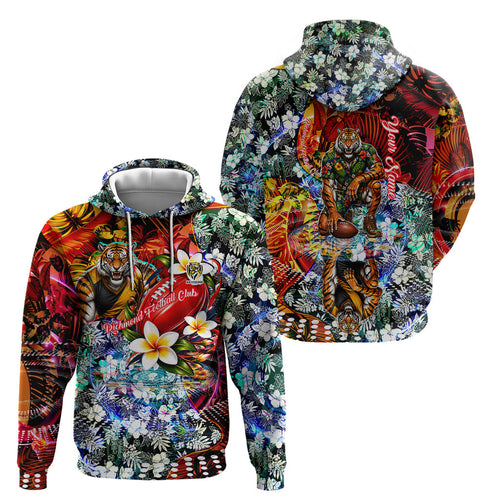 Personalized Richmond Football Tigers Hoodie Tropical Hibiscus Flowers - Pacific Fusion Style