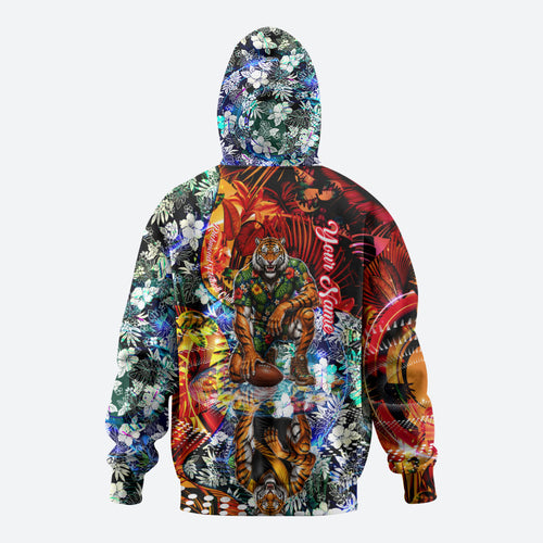 Personalized Richmond Football Tigers Hoodie Tropical Hibiscus Flowers - Pacific Fusion Style