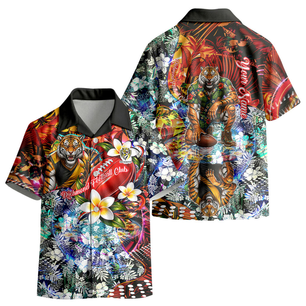 Personalized Richmond Football Tigers Kid Hawaiian Shirt Tropical Hibiscus Flowers - Pacific Fusion Style