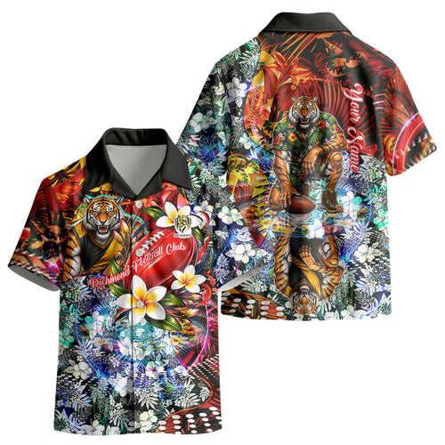 Personalized Richmond Football Tigers Kid Hawaiian Shirt Tropical Hibiscus Flowers - Pacific Fusion Style