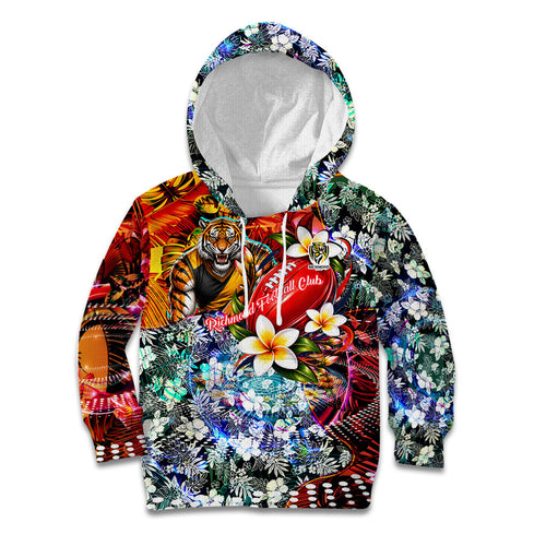 Personalized Richmond Football Tigers Kid Hoodie Tropical Hibiscus Flowers - Pacific Fusion Style