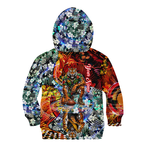 Personalized Richmond Football Tigers Kid Hoodie Tropical Hibiscus Flowers - Pacific Fusion Style