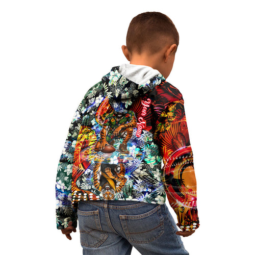 Personalized Richmond Football Tigers Kid Hoodie Tropical Hibiscus Flowers - Pacific Fusion Style