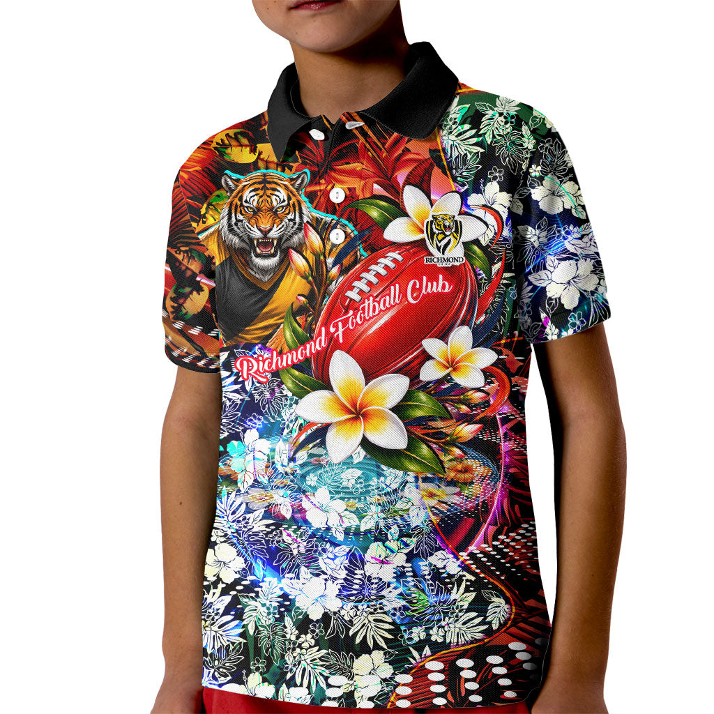 Personalized Richmond Football Tigers Kid Polo Shirt Tropical Hibiscus Flowers - Pacific Fusion Style