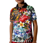Personalized Richmond Football Tigers Kid Polo Shirt Tropical Hibiscus Flowers - Pacific Fusion Style