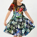 Personalized Richmond Football Tigers Kid Short Sleeve Dress Tropical Hibiscus Flowers - Pacific Fusion Style