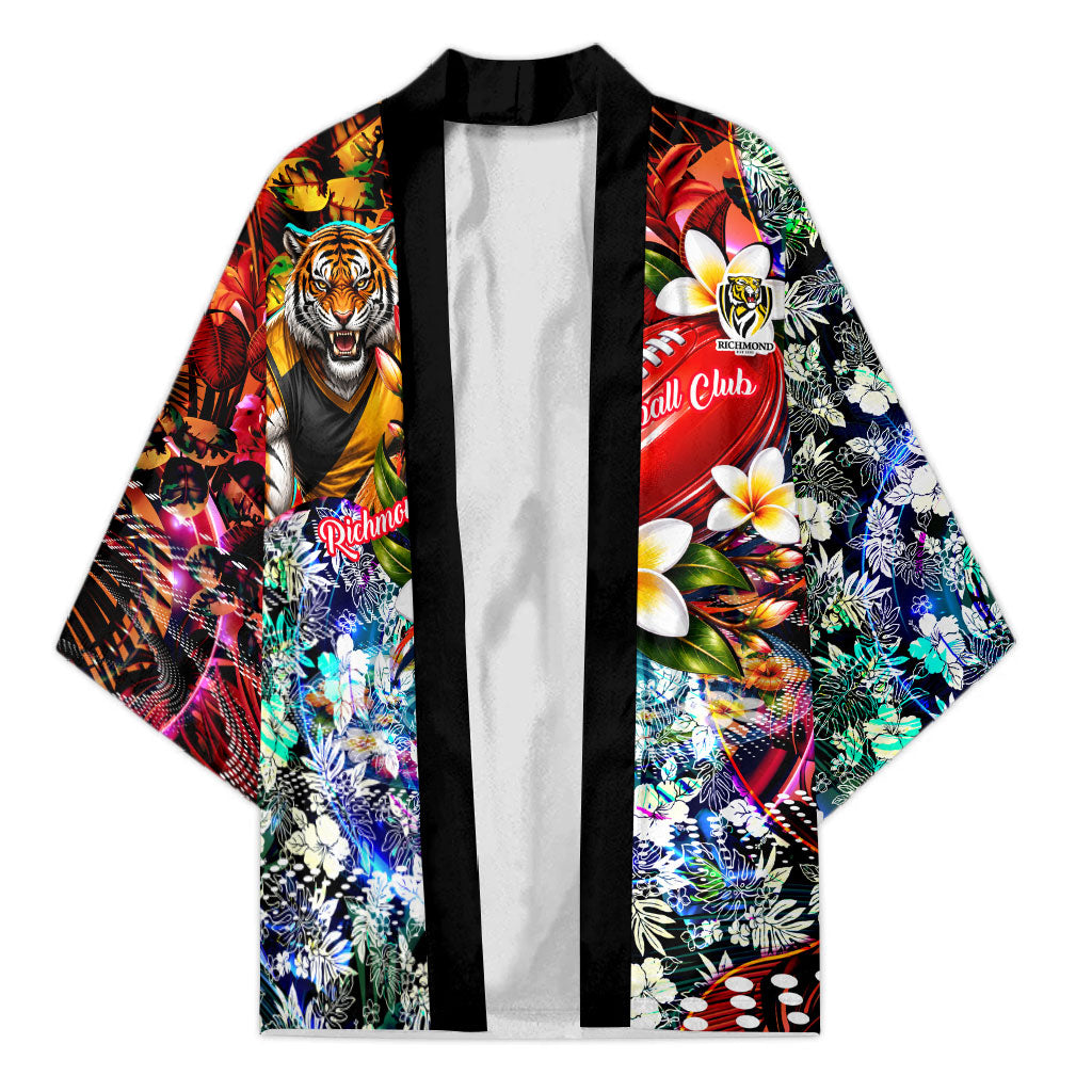 Personalized Richmond Football Tigers Kimono Tropical Hibiscus Flowers - Pacific Fusion Style