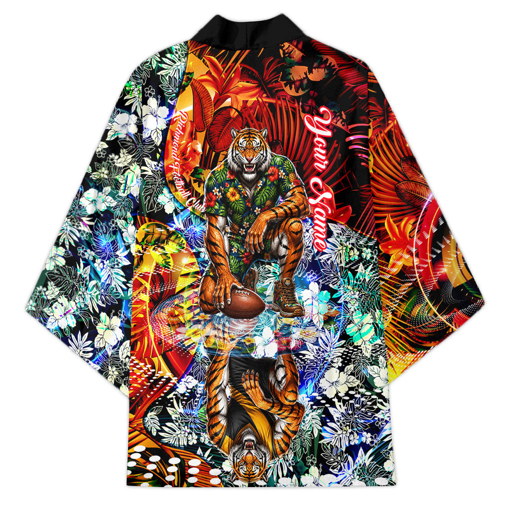 Personalized Richmond Football Tigers Kimono Tropical Hibiscus Flowers - Pacific Fusion Style