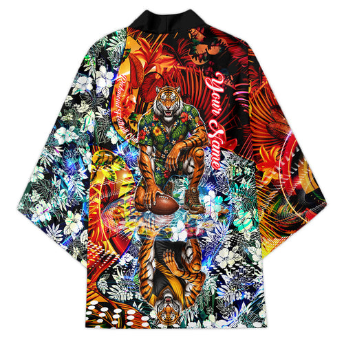 Personalized Richmond Football Tigers Kimono Tropical Hibiscus Flowers - Pacific Fusion Style