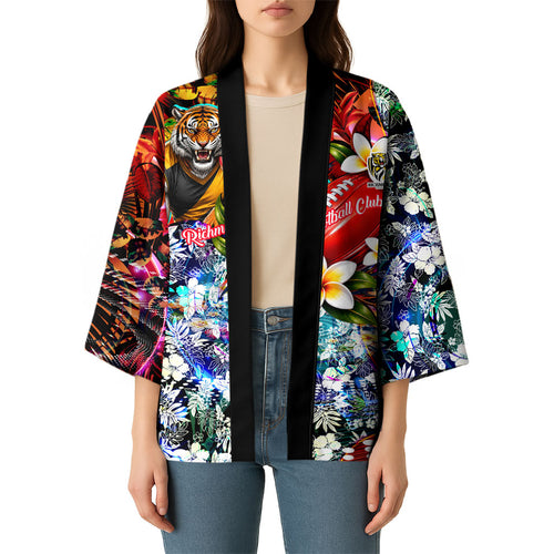 Personalized Richmond Football Tigers Kimono Tropical Hibiscus Flowers - Pacific Fusion Style