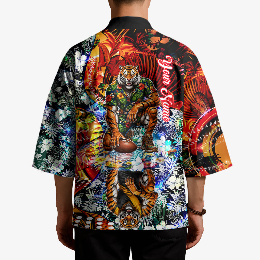 Personalized Richmond Football Tigers Kimono Tropical Hibiscus Flowers - Pacific Fusion Style