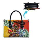 Personalized Richmond Football Tigers Leather Bag Tropical Hibiscus Flowers - Pacific Fusion Style