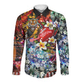 Personalized Richmond Football Tigers Long Sleeve Button Shirt Tropical Hibiscus Flowers - Pacific Fusion Style