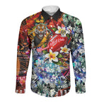 Personalized Richmond Football Tigers Long Sleeve Button Shirt Tropical Hibiscus Flowers - Pacific Fusion Style
