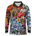 Personalized Richmond Football Tigers Long Sleeve Polo Shirt Tropical Hibiscus Flowers - Pacific Fusion Style
