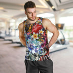 Personalized Richmond Football Tigers Men Tank Top Tropical Hibiscus Flowers - Pacific Fusion Style