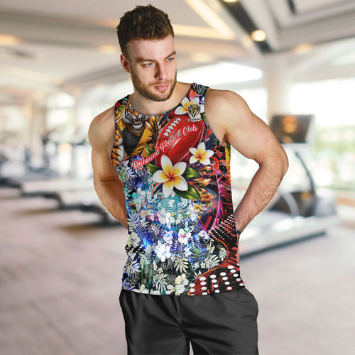 Personalized Richmond Football Tigers Men Tank Top Tropical Hibiscus Flowers - Pacific Fusion Style