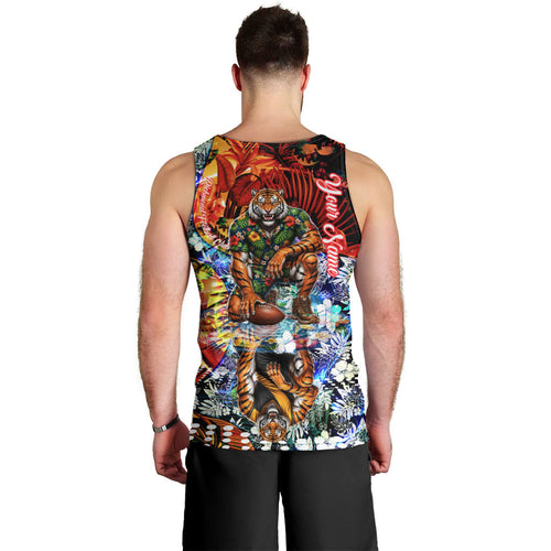 Personalized Richmond Football Tigers Men Tank Top Tropical Hibiscus Flowers - Pacific Fusion Style