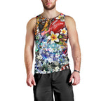 Personalized Richmond Football Tigers Men Tank Top Tropical Hibiscus Flowers - Pacific Fusion Style