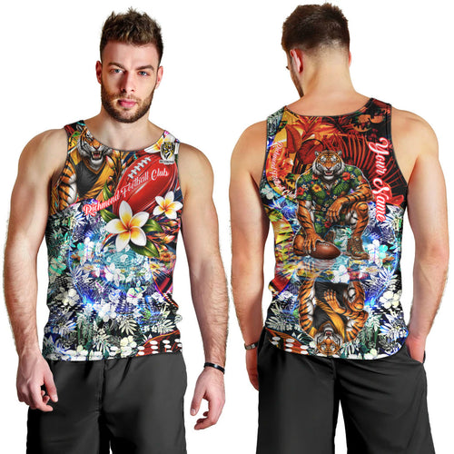 Personalized Richmond Football Tigers Men Tank Top Tropical Hibiscus Flowers - Pacific Fusion Style