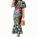 Personalized Richmond Football Tigers Mermaid Dress Tropical Hibiscus Flowers - Pacific Fusion Style
