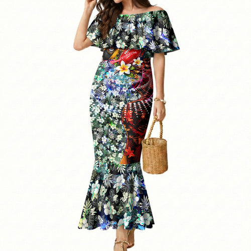 Personalized Richmond Football Tigers Mermaid Dress Tropical Hibiscus Flowers - Pacific Fusion Style