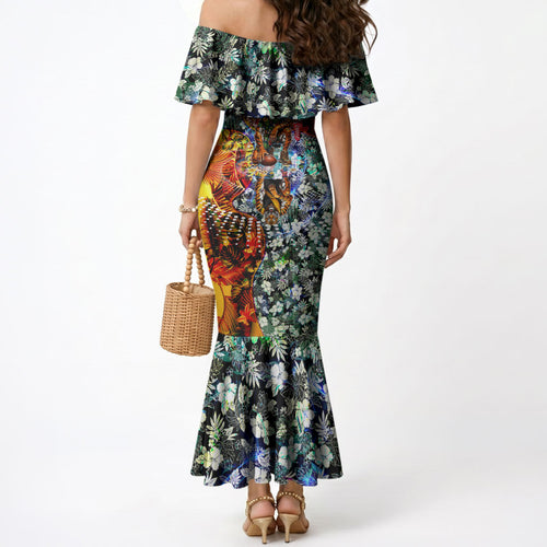 Personalized Richmond Football Tigers Mermaid Dress Tropical Hibiscus Flowers - Pacific Fusion Style