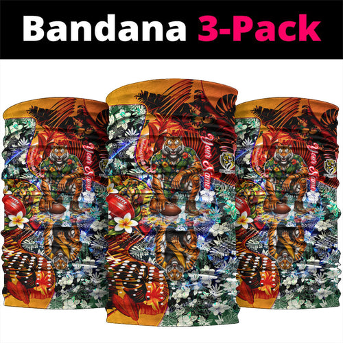 Personalized Richmond Football Tigers Neck Gaiter Tropical Hibiscus Flowers - Pacific Fusion Style