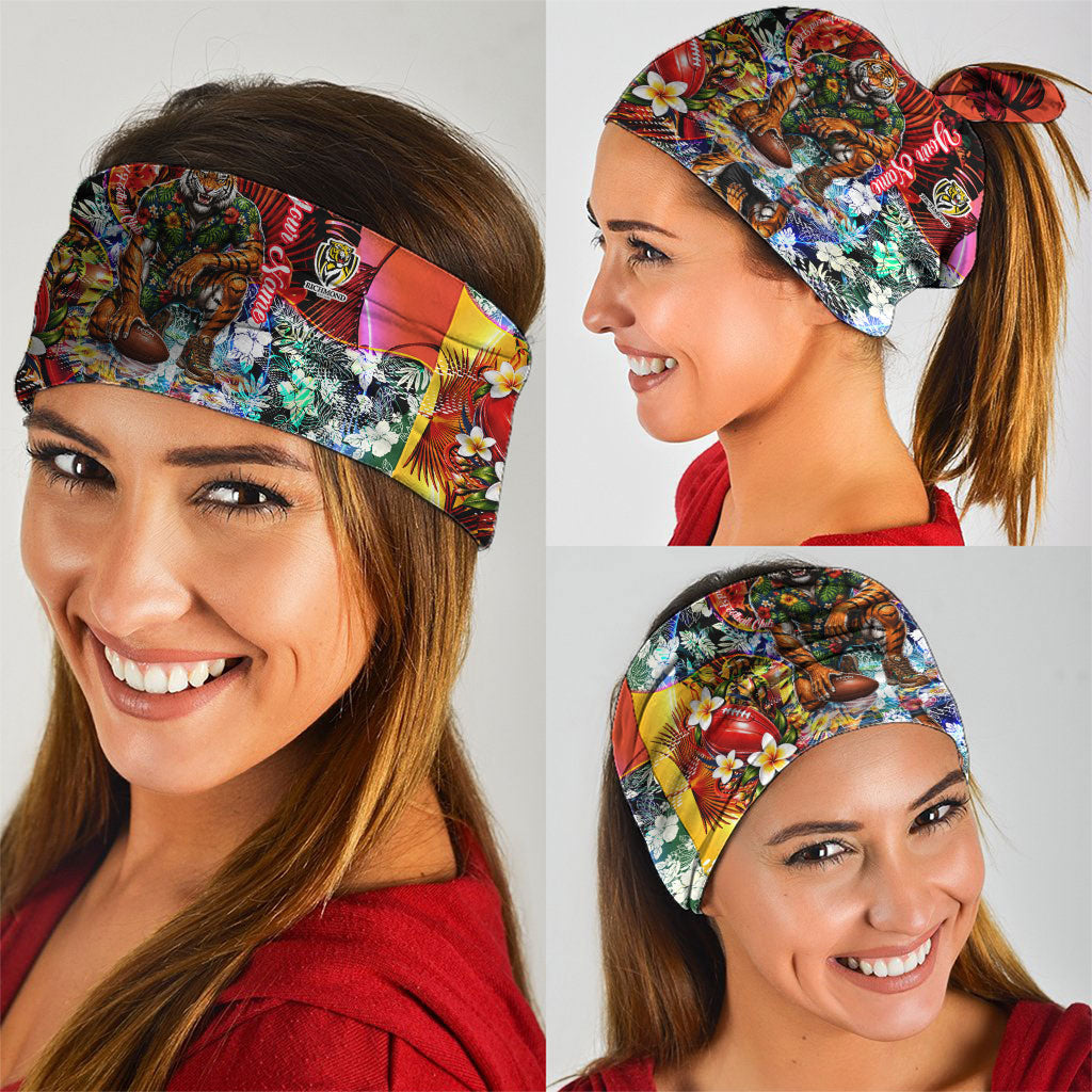 Personalized Richmond Football Tigers Neck Gaiter Tropical Hibiscus Flowers - Pacific Fusion Style