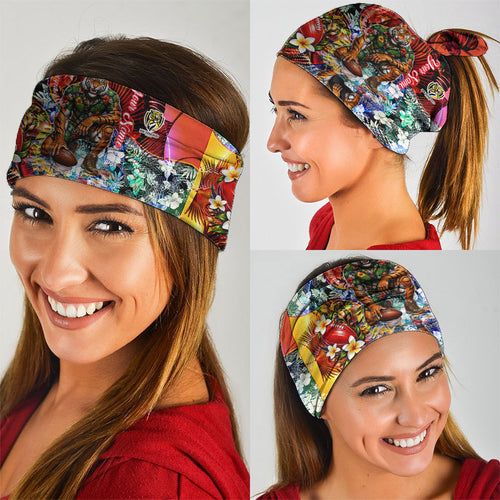 Personalized Richmond Football Tigers Neck Gaiter Tropical Hibiscus Flowers - Pacific Fusion Style