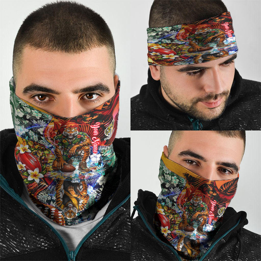 Personalized Richmond Football Tigers Neck Gaiter Tropical Hibiscus Flowers - Pacific Fusion Style