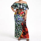 Personalized Richmond Football Tigers Off Shoulder Maxi Dress Tropical Hibiscus Flowers - Pacific Fusion Style