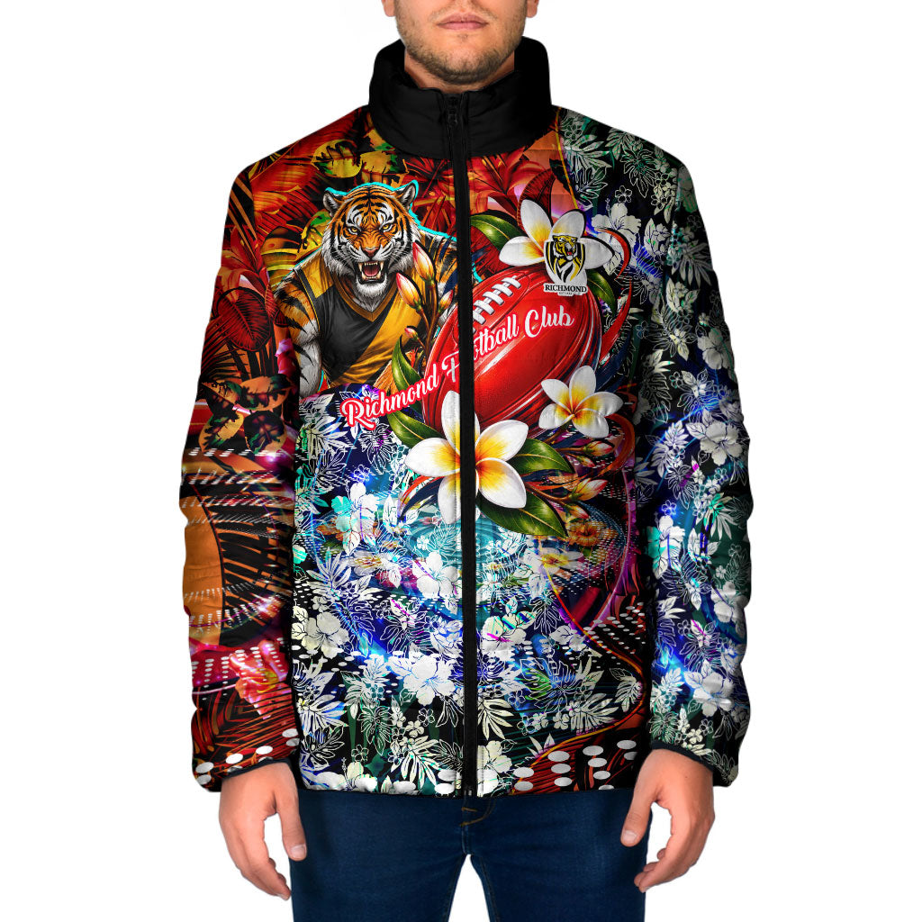 Personalized Richmond Football Tigers Padded Jacket Tropical Hibiscus Flowers - Pacific Fusion Style