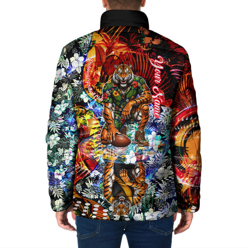 Personalized Richmond Football Tigers Padded Jacket Tropical Hibiscus Flowers - Pacific Fusion Style