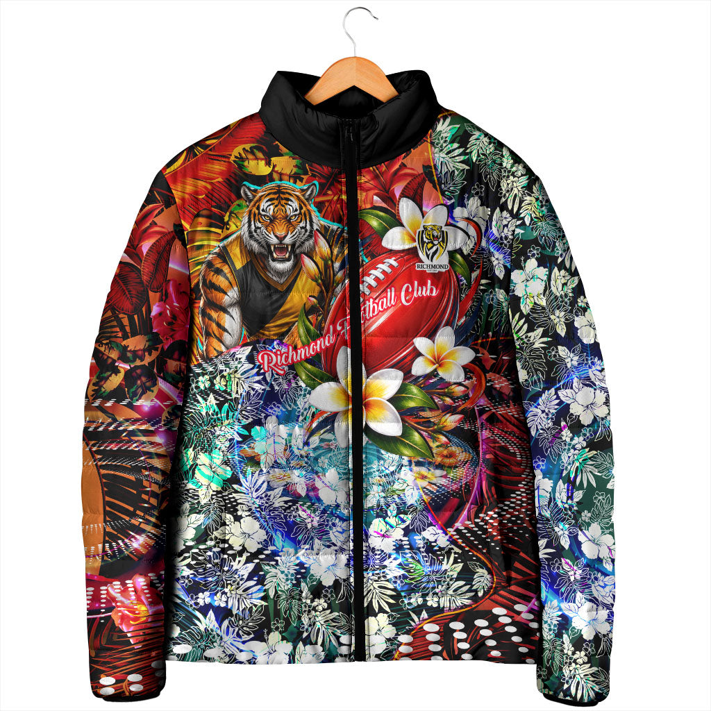 Personalized Richmond Football Tigers Padded Jacket Tropical Hibiscus Flowers - Pacific Fusion Style
