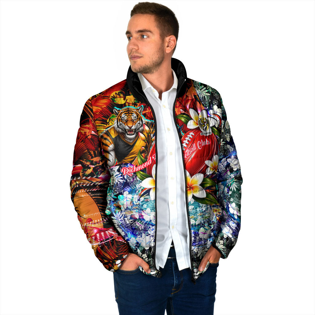 Personalized Richmond Football Tigers Padded Jacket Tropical Hibiscus Flowers - Pacific Fusion Style